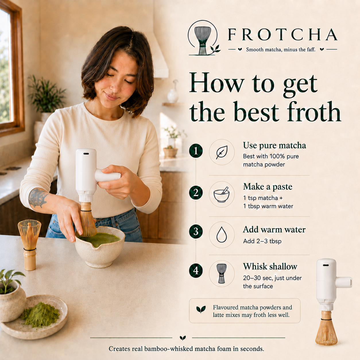 Frotcha Electric Matcha Whisk and 5 Piece Matcha Bundle